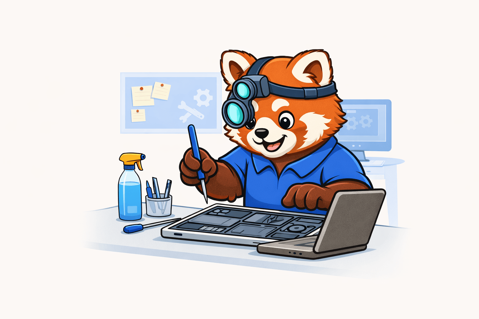 Computer repair technician working on motherboard